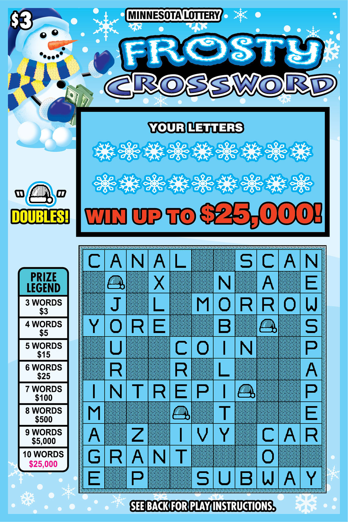 Scratch Games Frosty Crossword Minnesota Lottery